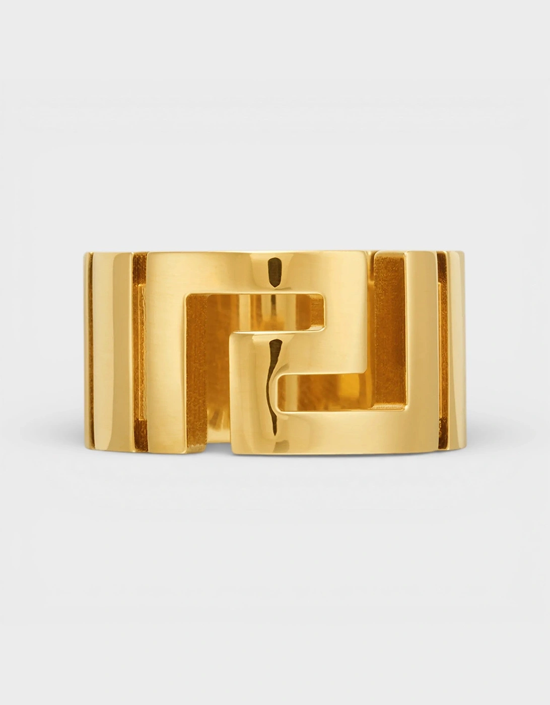 Versace Women's Gold Greca Ring Metal Tone - Size: 21.0