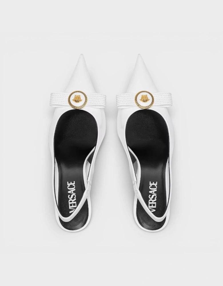 85mm Gianni Ribbon Slingbacks White