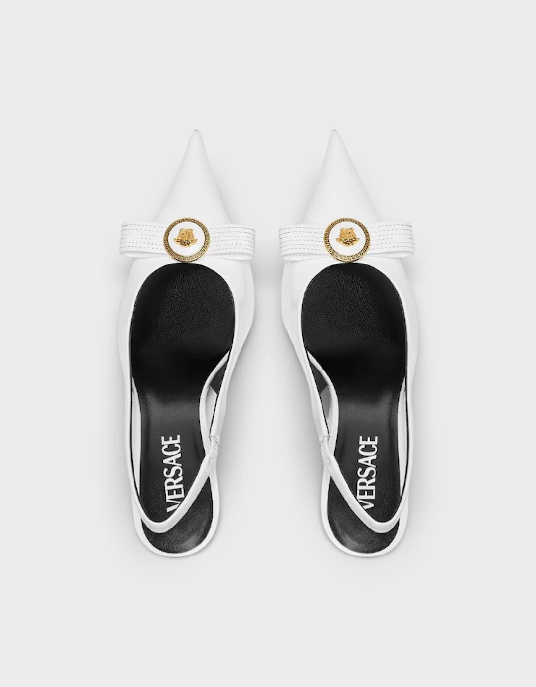 85mm Gianni Ribbon Slingbacks White