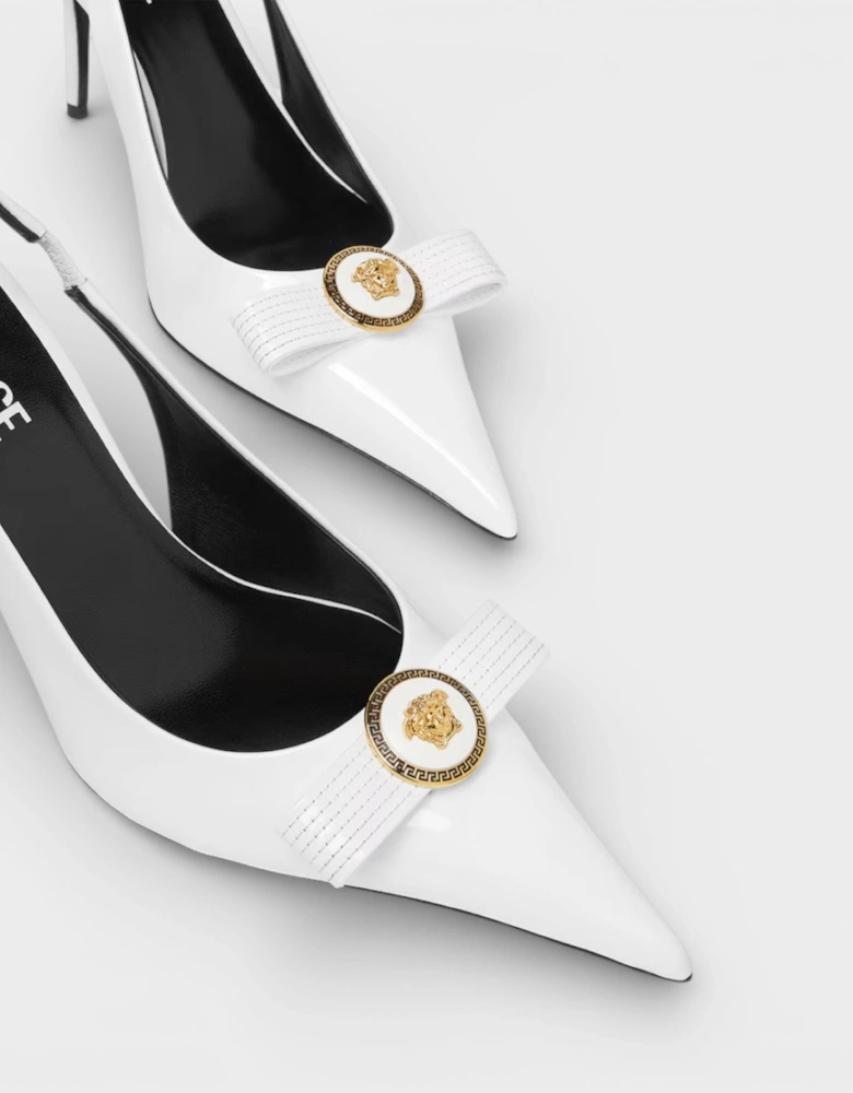 85mm Gianni Ribbon Slingbacks White