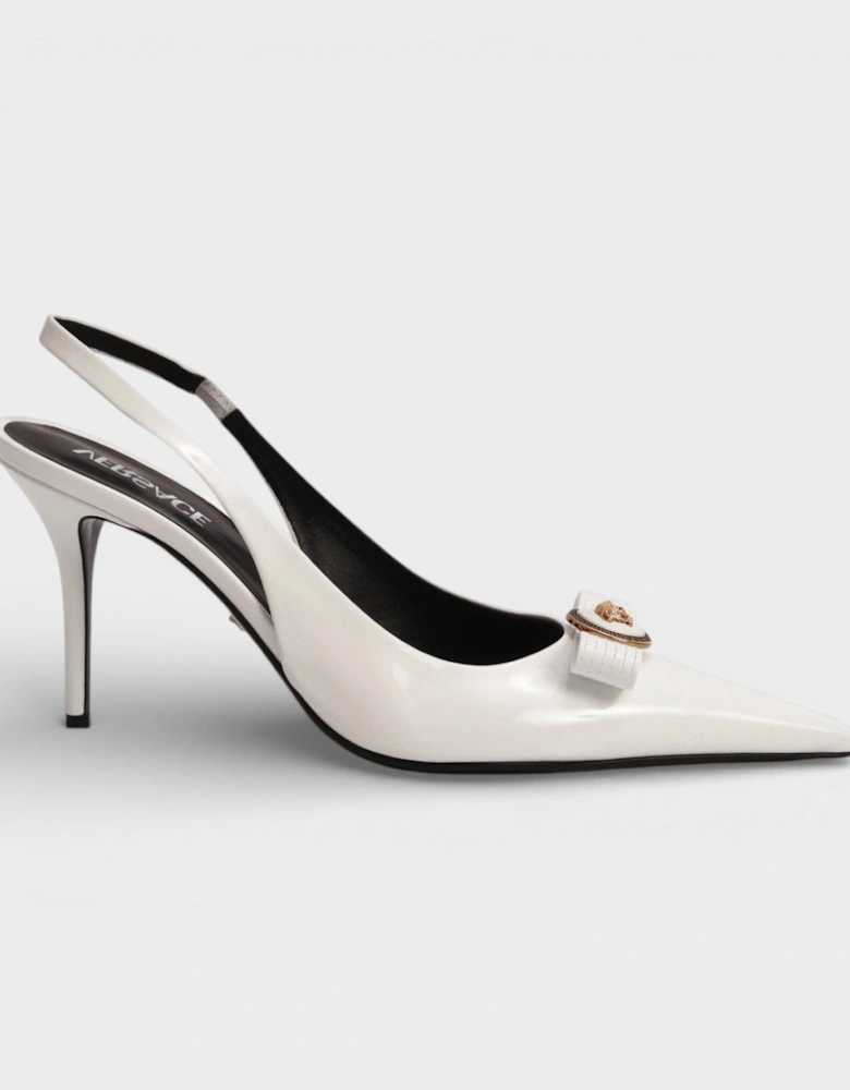 85mm Gianni Ribbon Slingbacks White
