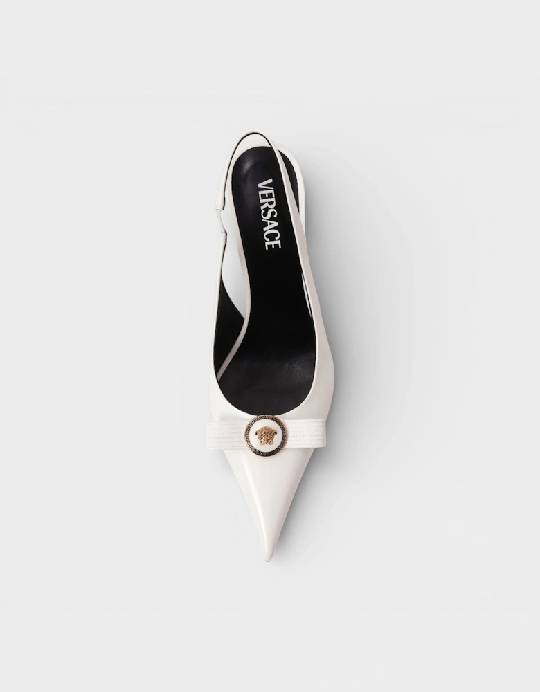 85mm Gianni Ribbon Slingbacks White