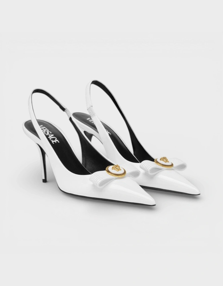 85mm Gianni Ribbon Slingbacks White