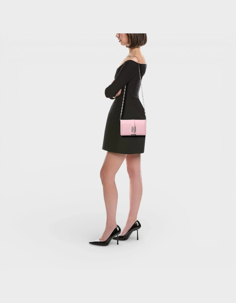 Wallet On Chain Shoulder Leather Bag Pink
