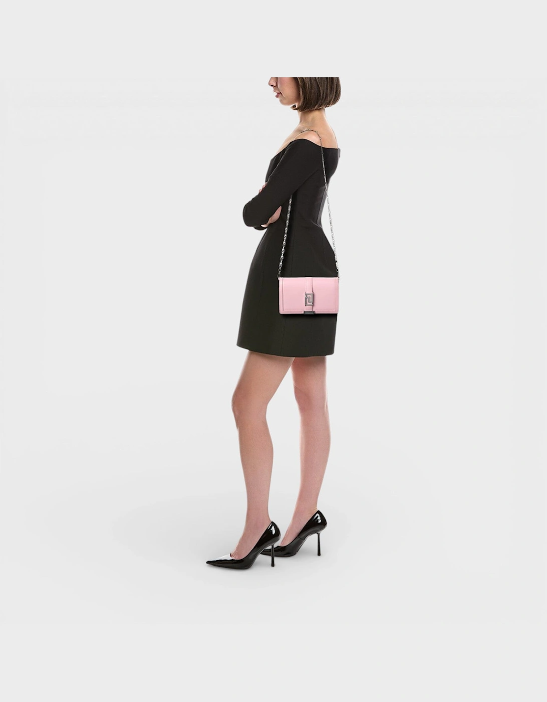Wallet On Chain Shoulder Leather Bag Pink