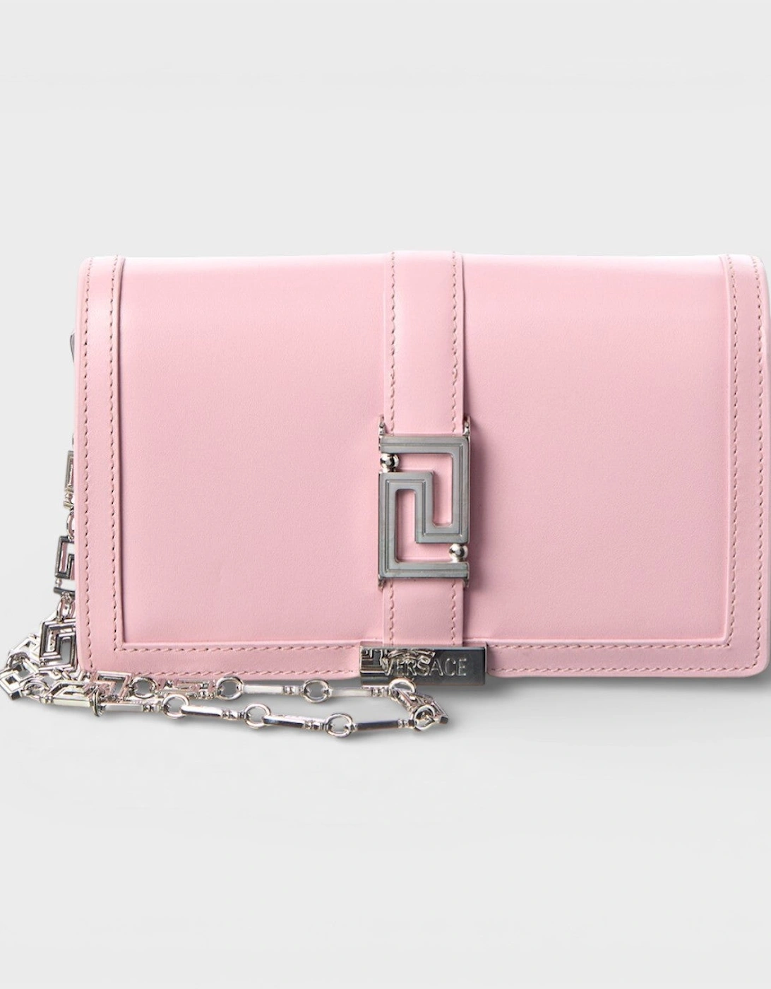 Versace Women's Pink Wallet On Chain Shoulder Leather Bag