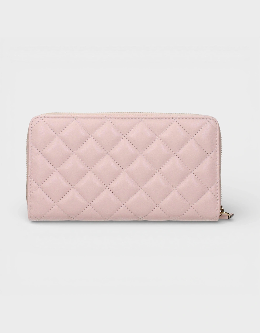 Zip Around Wallet Quilted Lamb Leather Pink