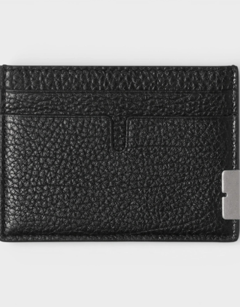 Sandon Grained Leather Card Holder Black
