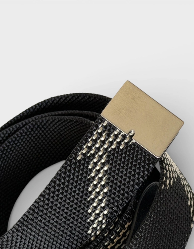 Metal Buckle Shield Webbing Black Silver Belt