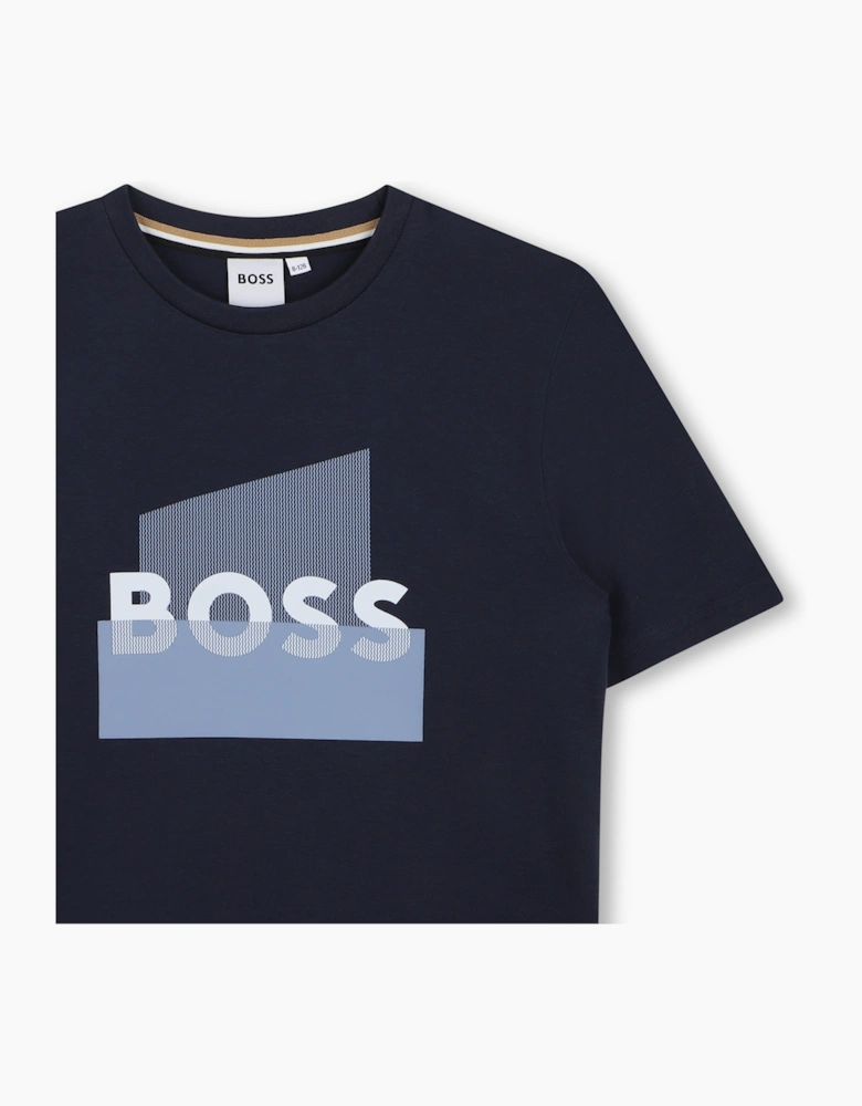 BOSS BOYS NAVY GRAPHIC T SHIRT J52978