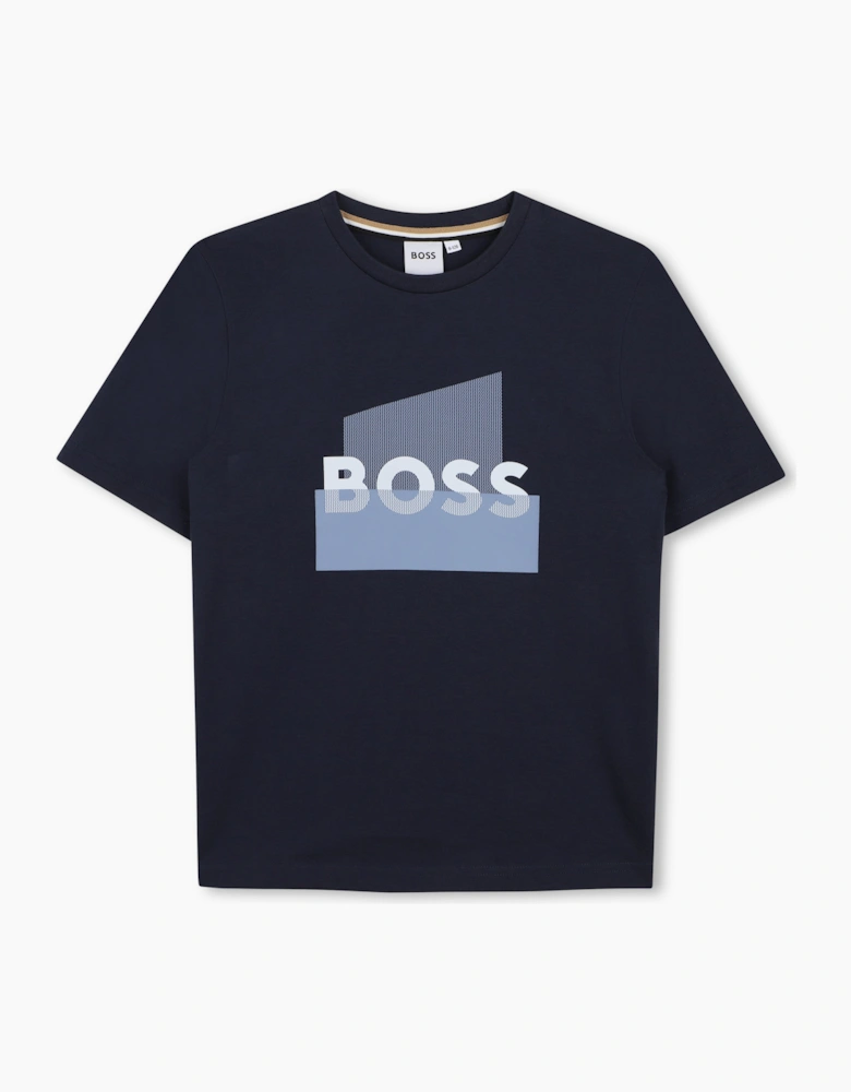 BOSS BOYS NAVY GRAPHIC T SHIRT J52978