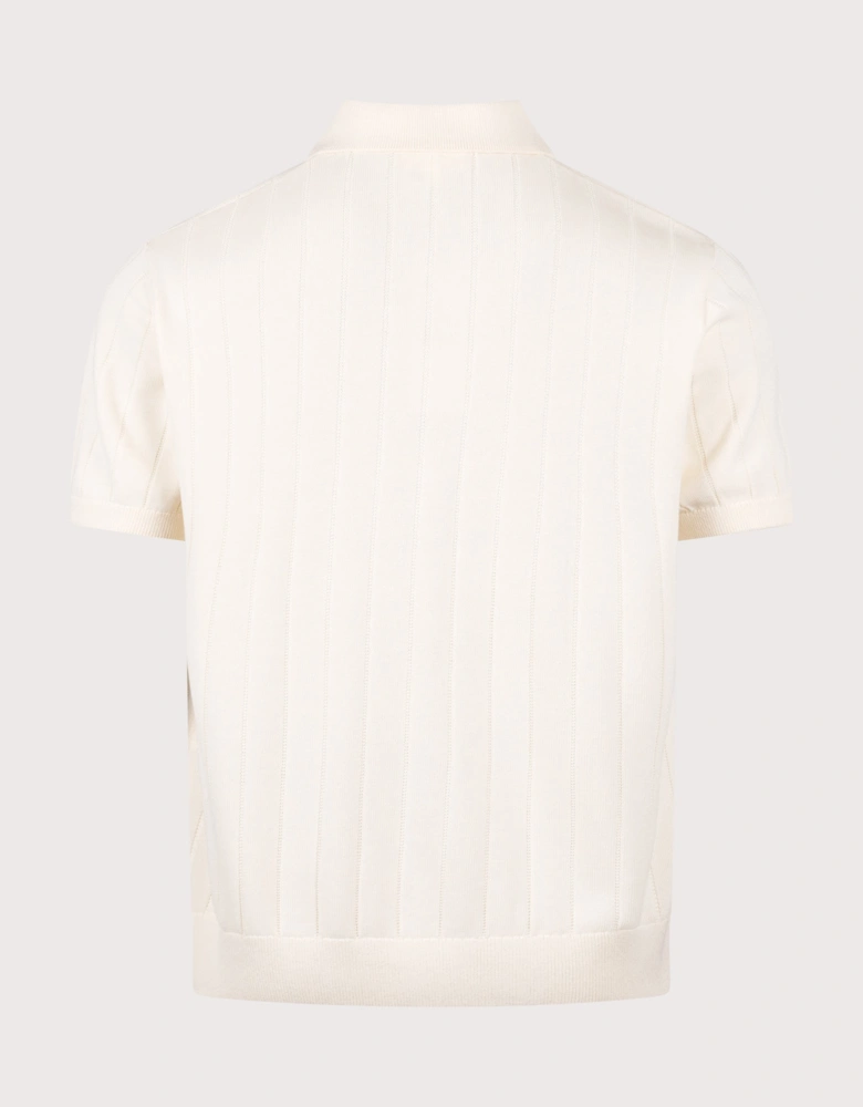Fluid Ribbed Knit Polo Shirt