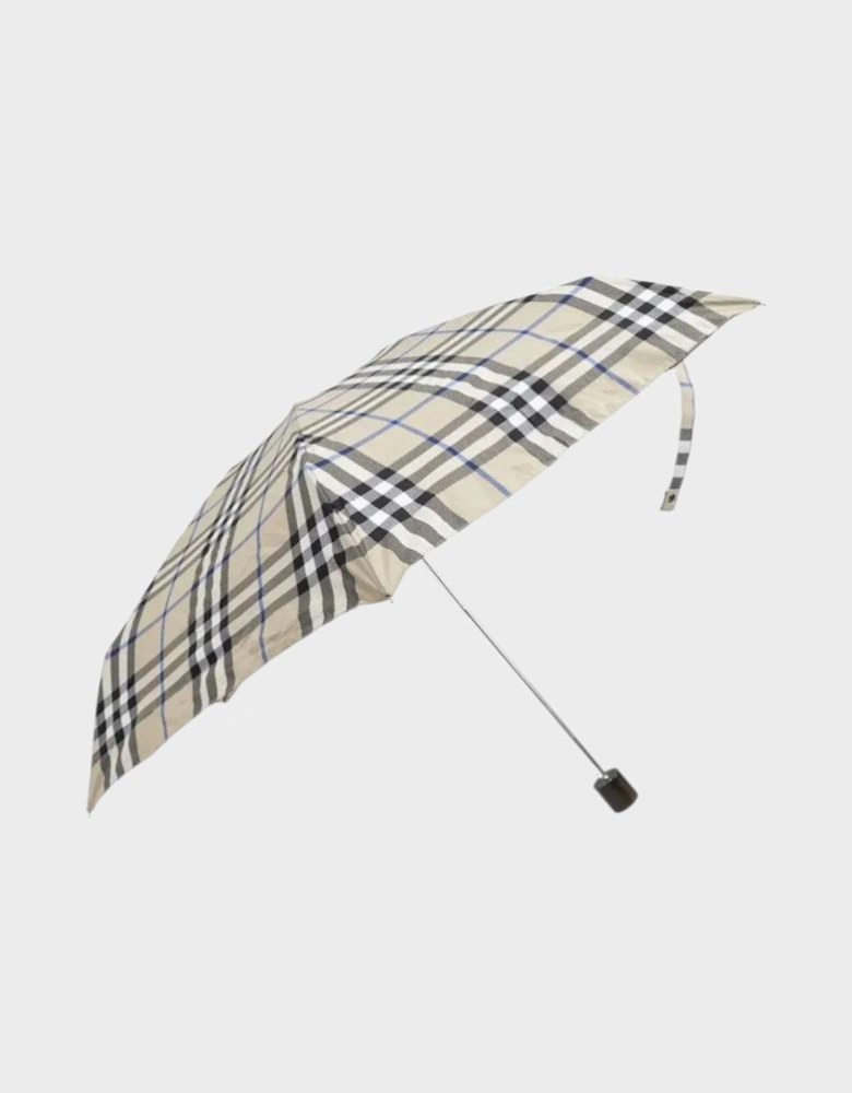 Checked Fold Press Stud Umbrella Lichen Beige