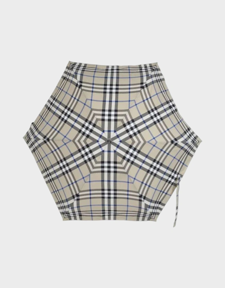 Checked Fold Press Stud Umbrella Lichen Beige