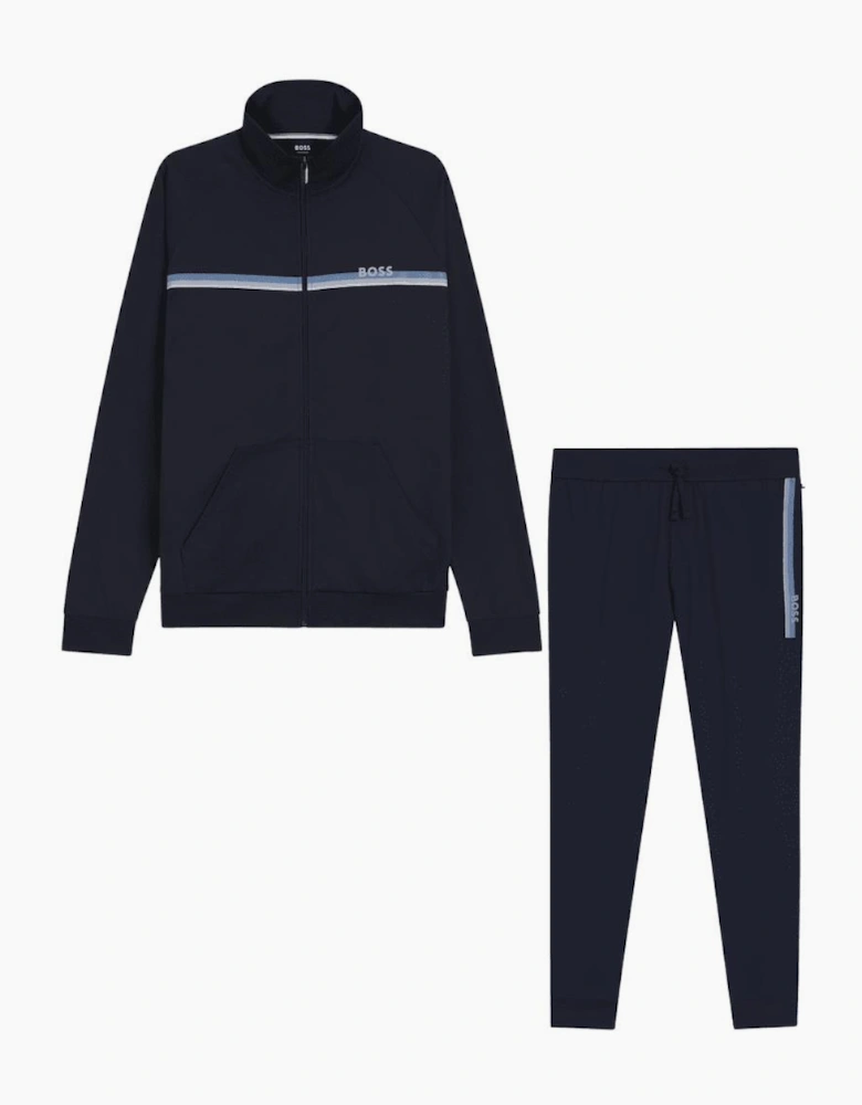 Authentic Cotton Stripe Logo Navy Tracksuit