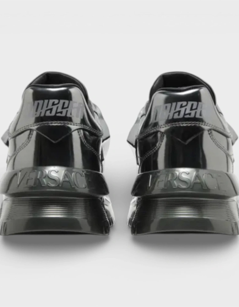Odissea Leather Low-top Trainers In Gunmetal