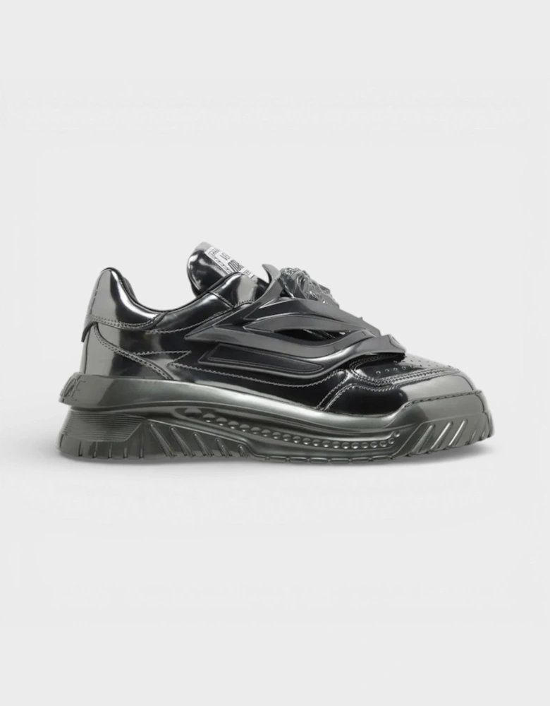 Odissea Leather Low-top Trainers In Gunmetal