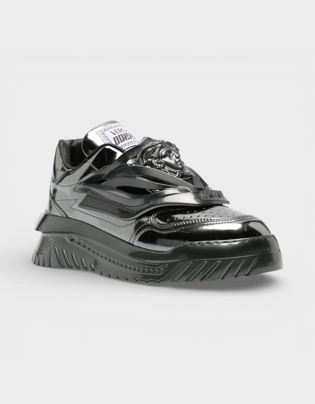 Odissea Leather Low-top Trainers In Gunmetal