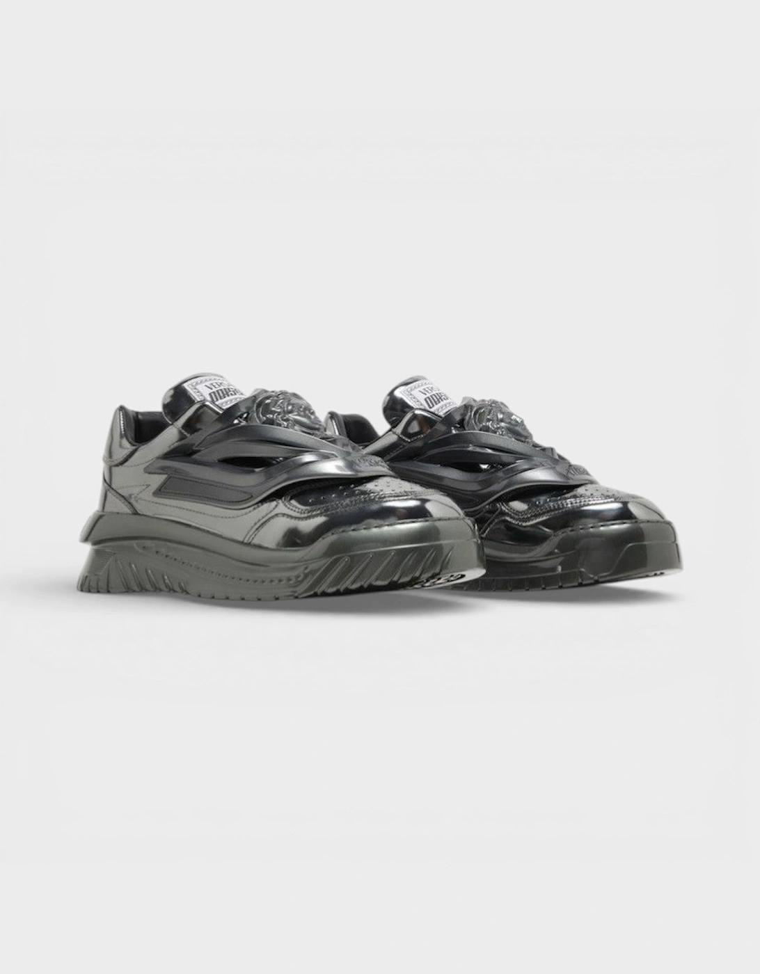 Odissea Leather Low-top Trainers In Gunmetal