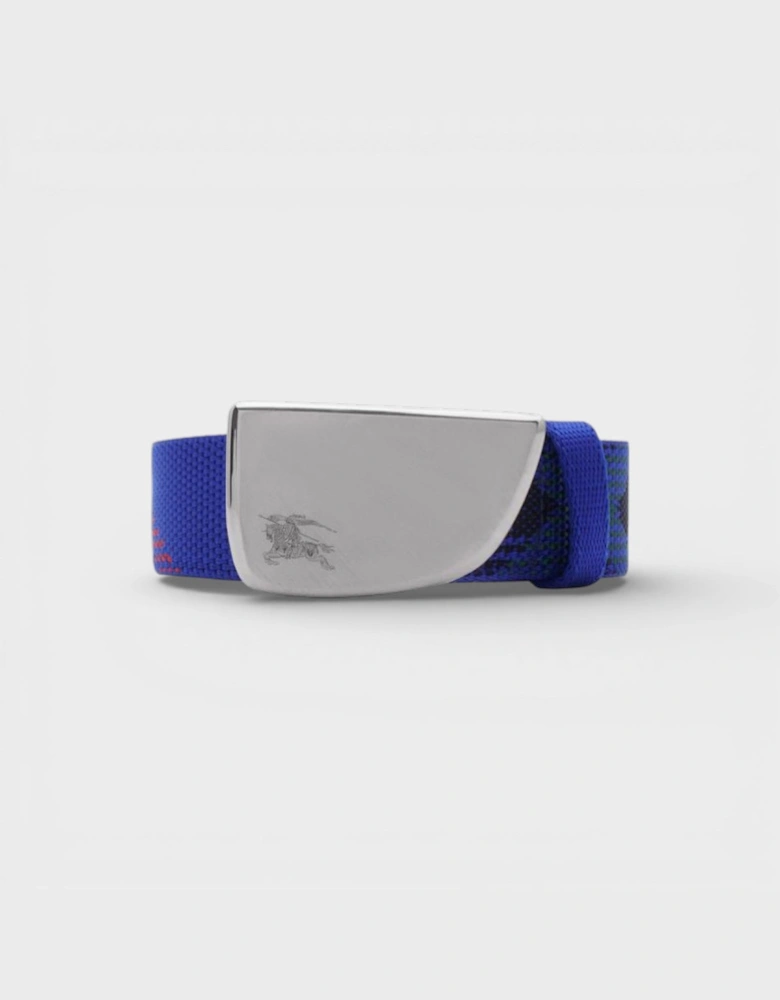 Check Webbing Shield Belt Blue 30mm