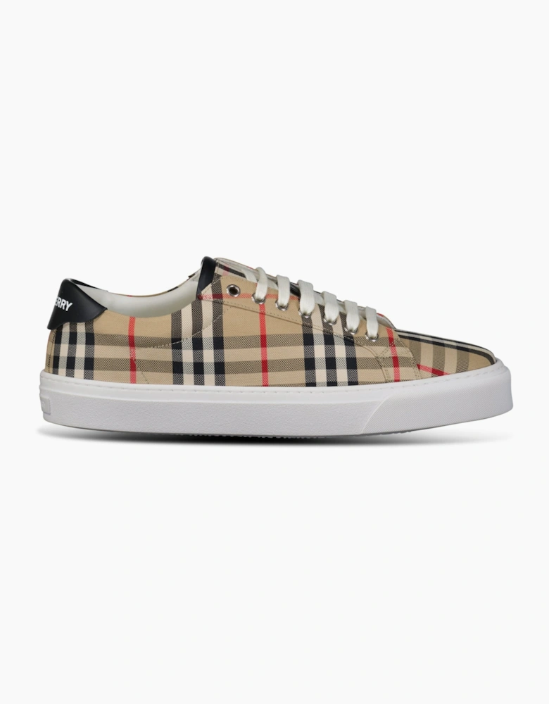 Canvas Check Trainers Archive Beige
