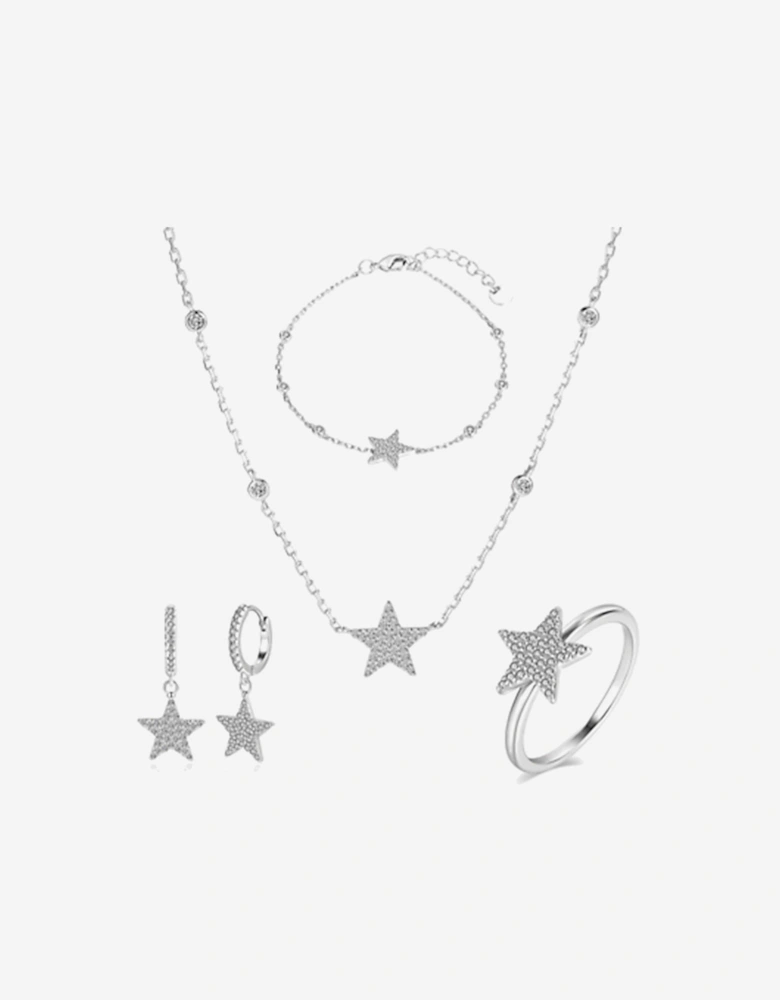 Girls Star 5 Piece Jewellery Set in Silver (40cm)