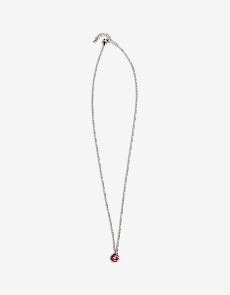 Girls Red Doughnut Necklace in Silver (40cm)