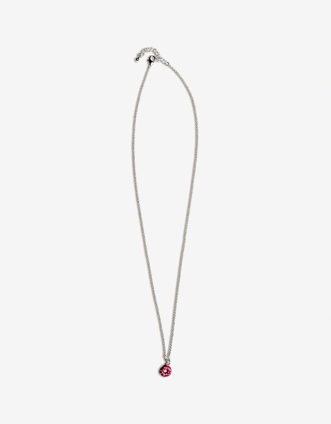 Girls Red Doughnut Necklace in Silver (40cm), 5 of 4