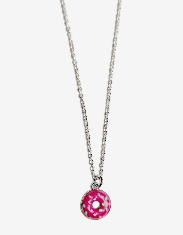 Girls Red Doughnut Necklace in Silver (40cm)