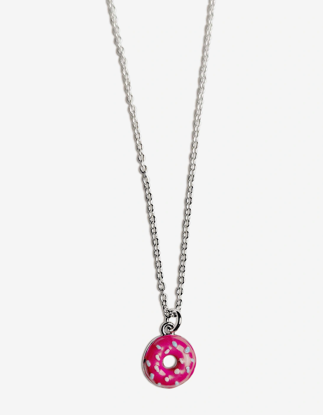 Girls Red Doughnut Necklace in Silver (40cm)