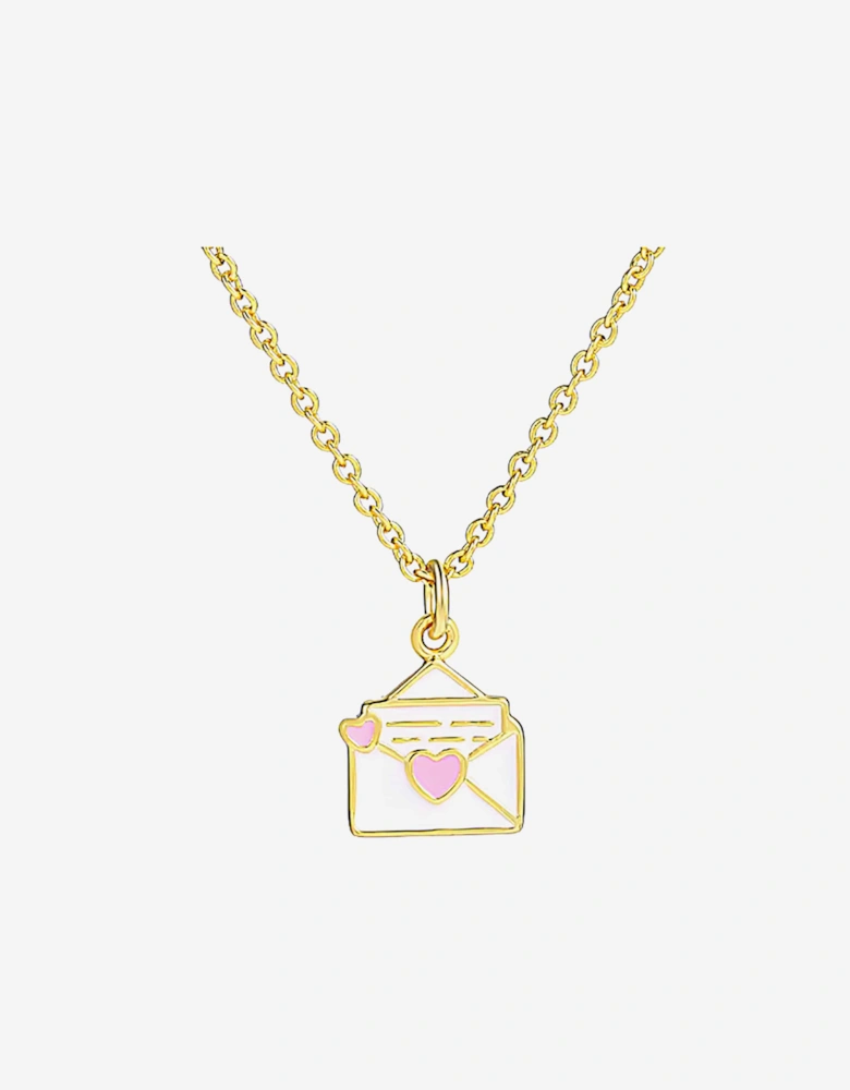 Girls White Envelope Necklace in Gold (40cm)