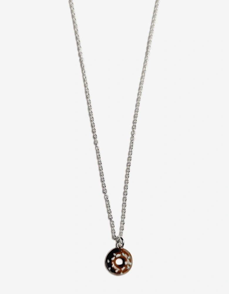 Girls Brown Doughnut Necklace in Silver (40cm)