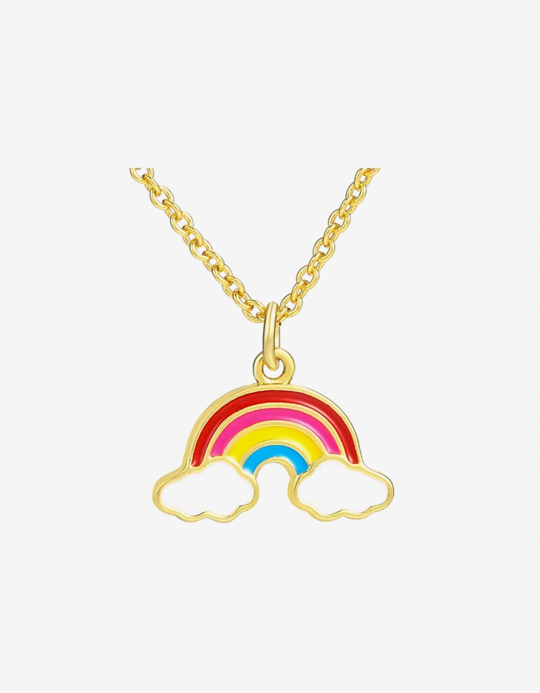 Girls Multi Rainbow Necklace in Gold (40cm)