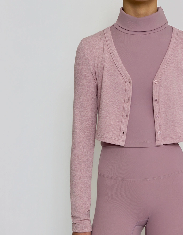 Girls Knitted Cropped Cardigan in Purple