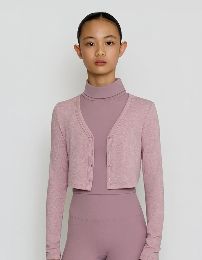 Girls Knitted Cropped Cardigan in Purple