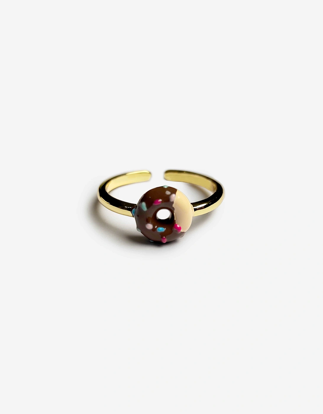 Girls Brown Doughnut Open Ring in Gold, 4 of 3