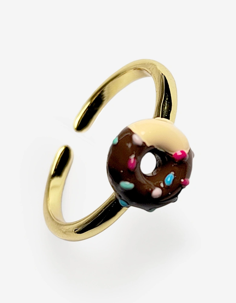 Girls Brown Doughnut Open Ring in Gold