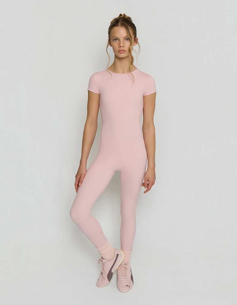 Girls Full Length Unitard in Pink