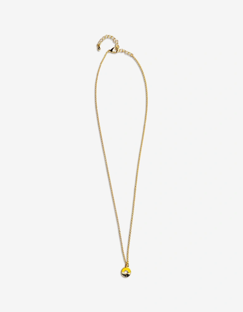 Girls Yellow and Black Doughnut Necklace in Gold (40cm)