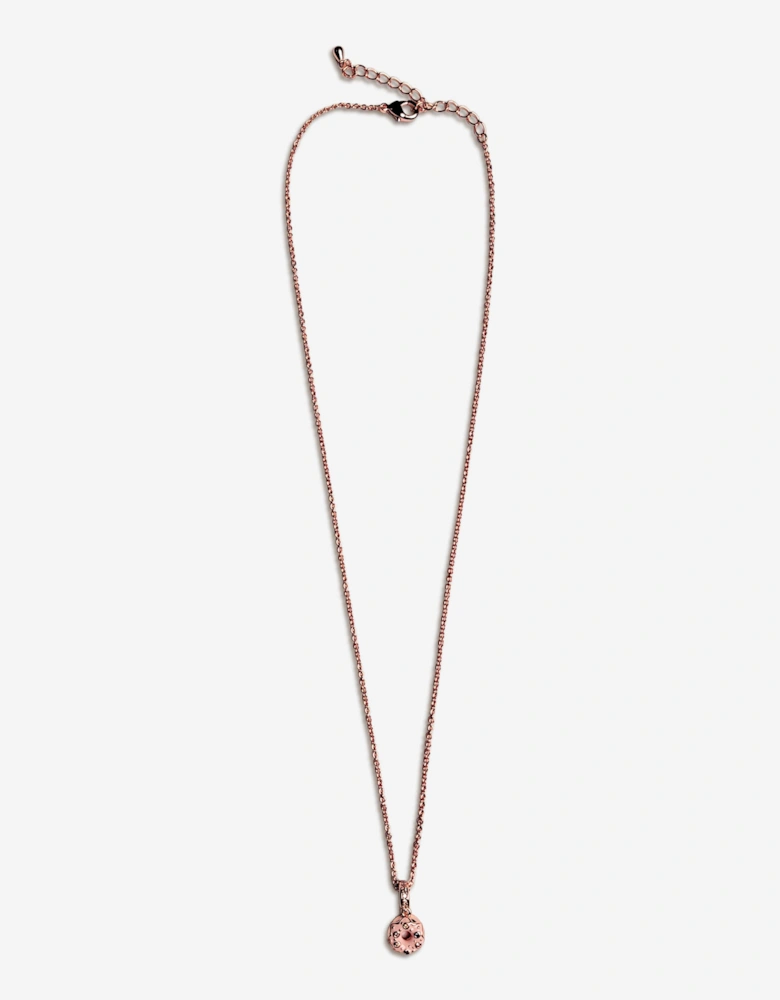 Girls Pink Doughnut Flower Necklace in Gold (40cm)