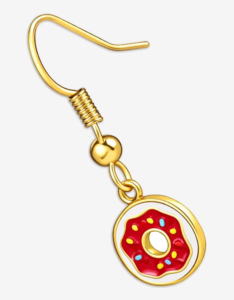 Girls Red Doughnut Earrings in Gold