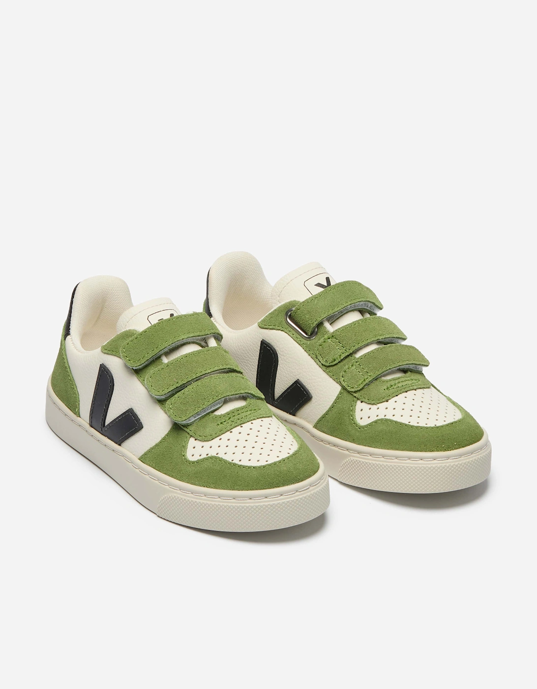 Kids Small V-10 Leather Trainers in Green