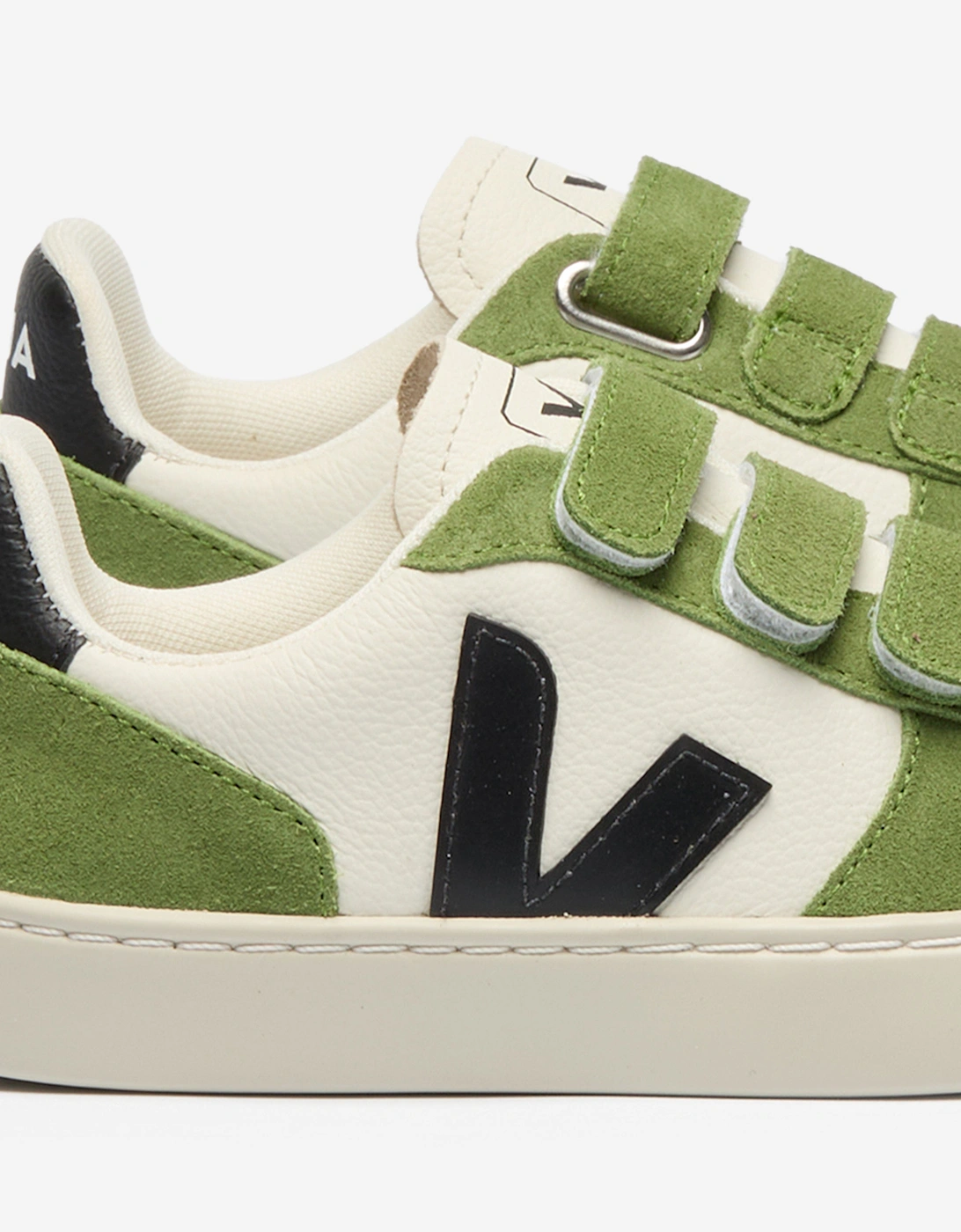 Kids Small V-10 Leather Trainers in Green