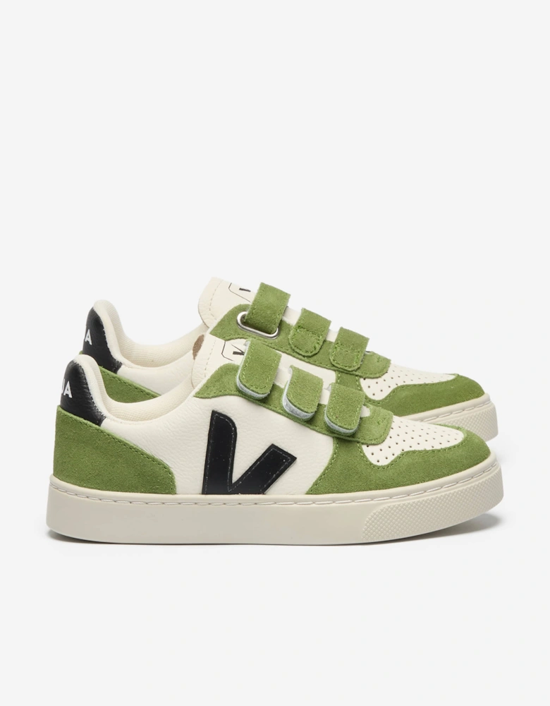 Kids Small V-10 Leather Trainers in Green