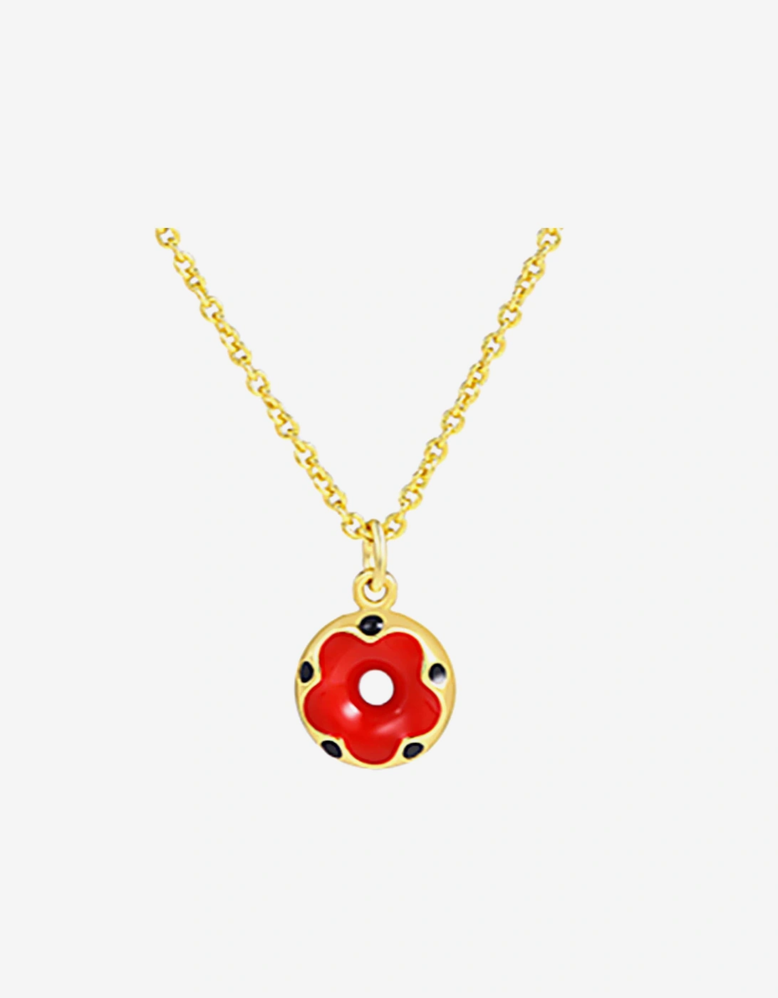 Girls Red Doughnut Flower Necklace in Gold (40cm), 3 of 2