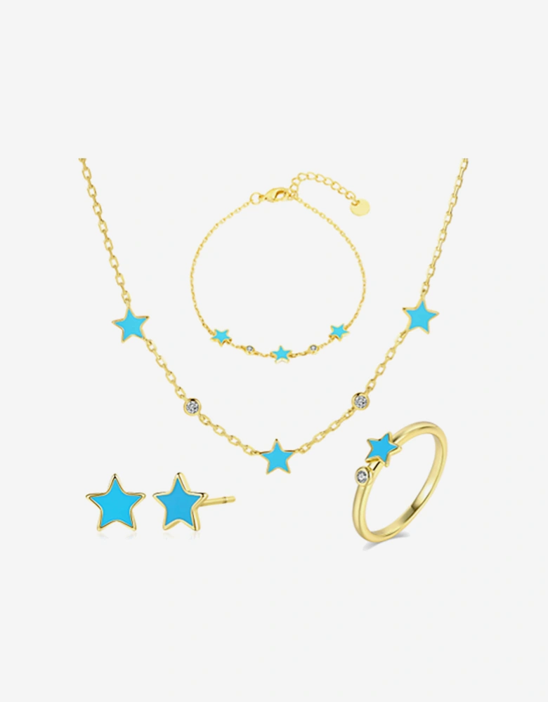 Girls Blue Star 5 Piece Jewellery Set in Gold (40cm)