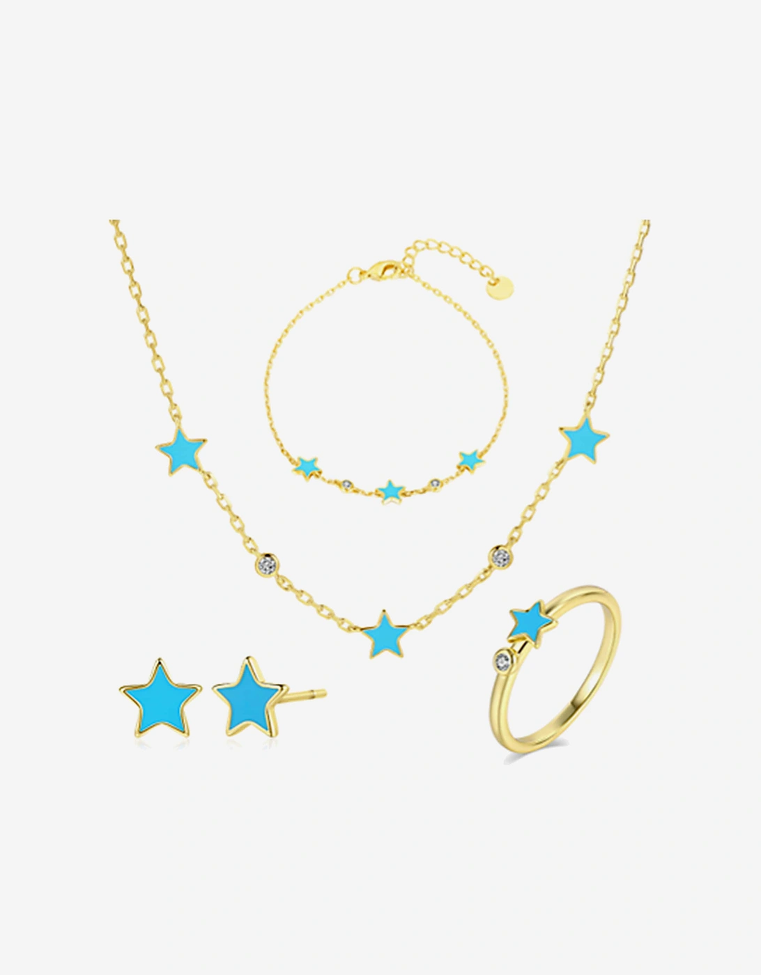 Girls Blue Star 5 Piece Jewellery Set in Gold (40cm), 3 of 2