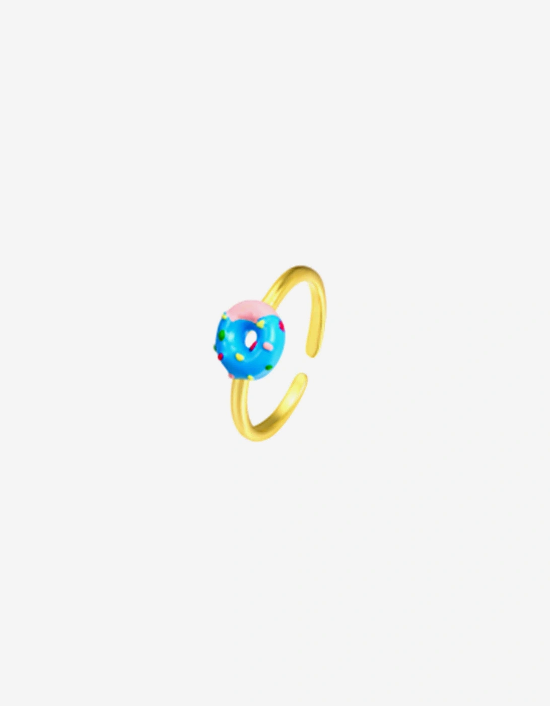 Girls Blue Doughnut Open Ring in Gold, 3 of 2