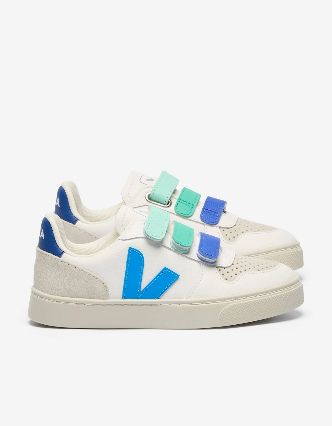 Kids Small V-10 Leather Trainers in White, 5 of 4