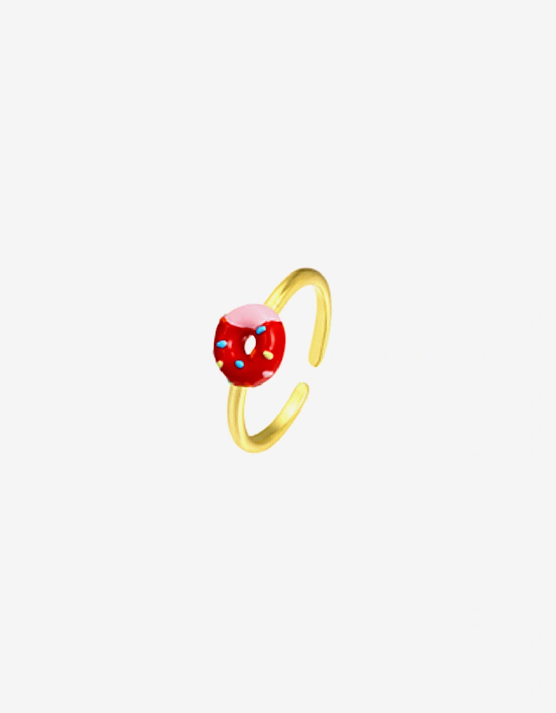 Girls Red Doughnut Open Ring in Gold, 3 of 2